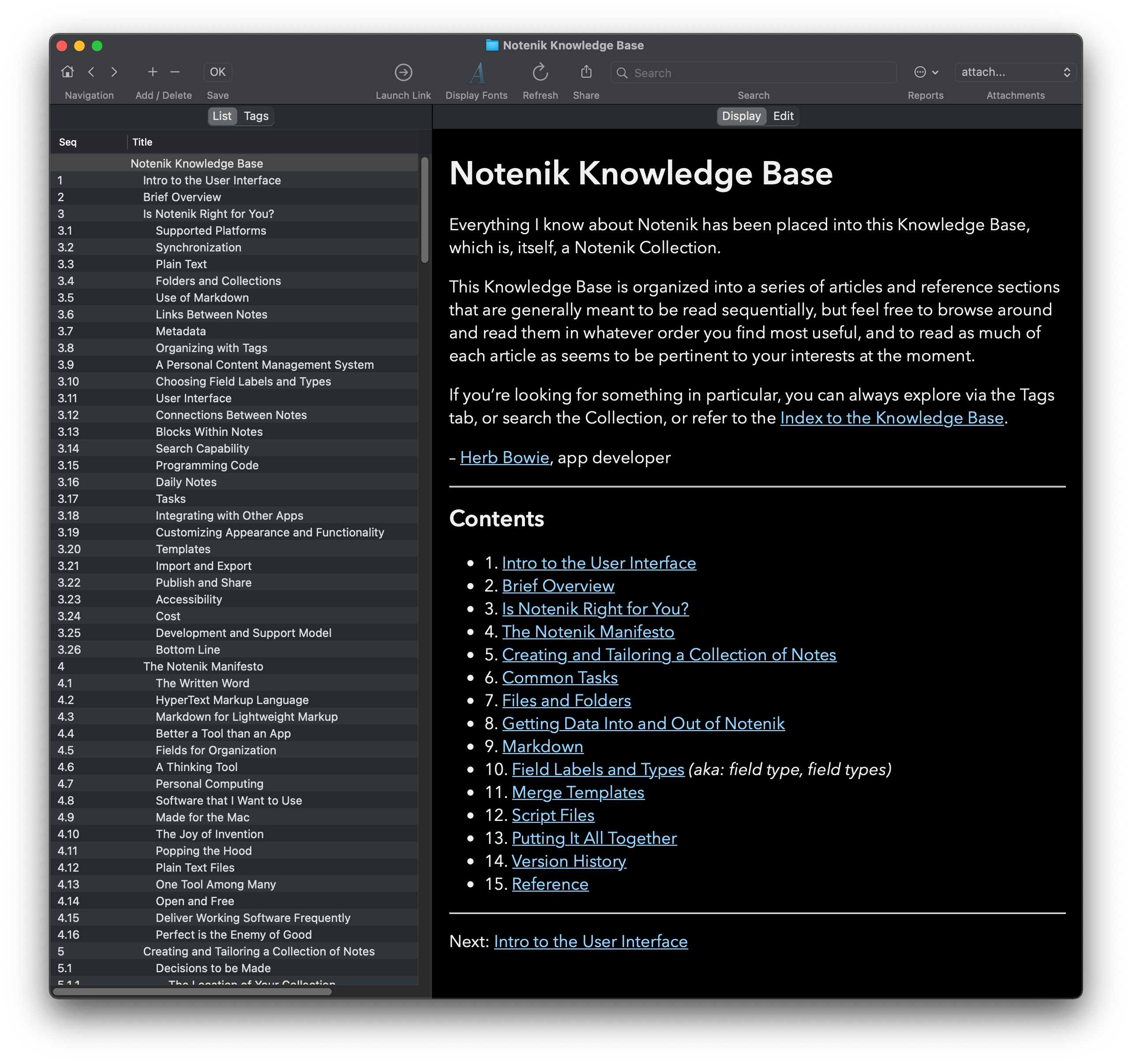 The Notenik Knowledge Base opened in Notenik