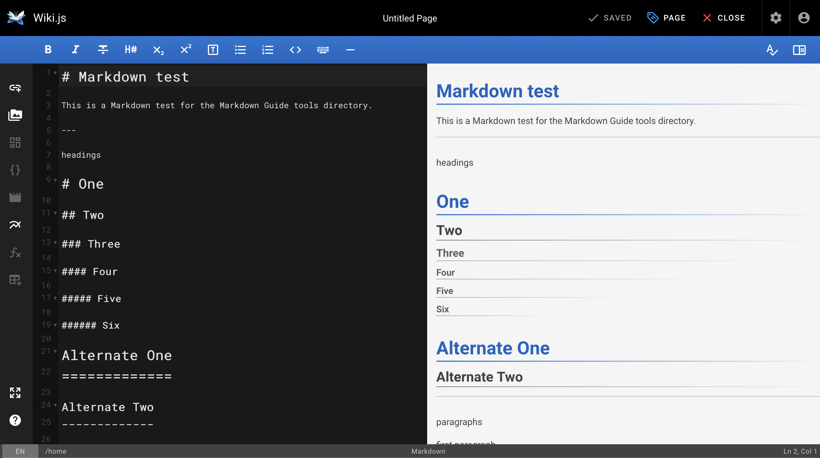 Wiki.js Markdown application